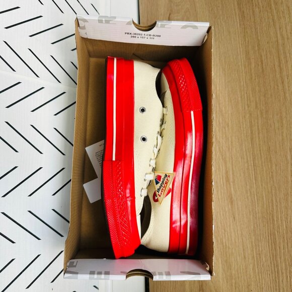 ⭐Converse Chuck 70 OX Comme Des Garçons Sz 7 Women Shoes Heart Beige Red A01796C - Picture 10 of 13